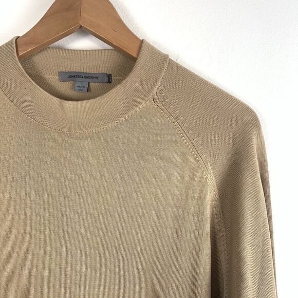 Johnston Murphy Sweater Mens Large Preppy Silk Pullover Tan Casual Adult - Picture 2 of 5